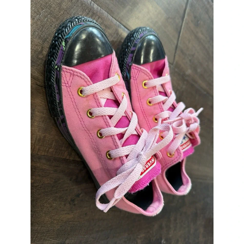 Converse All Star Shoes Juniors 2.5 Black Pink Retro‎ Punk Low Tops